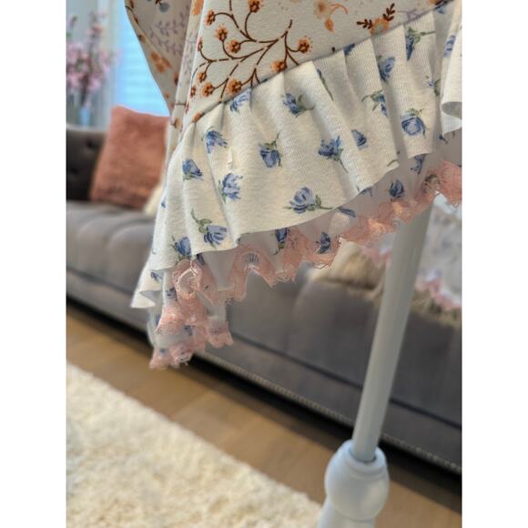 NWT Handmade/Upcycled Poncho Jersey Knit Floral One Size - 1-2 DAY QUICK SHIP - Picture 4 of 5